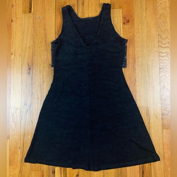 Steppin Out Vintage Black Lace Nylon Stretchy dress Size Medium - Picture 4 of 9